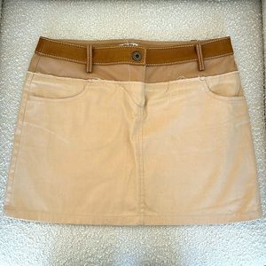 Miu Miu Taupe Cotton Skirt with Leather Trim 27